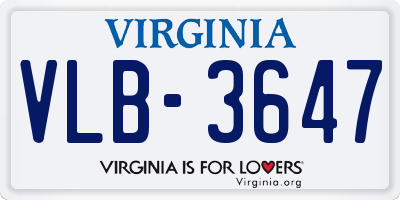 VA license plate VLB3647