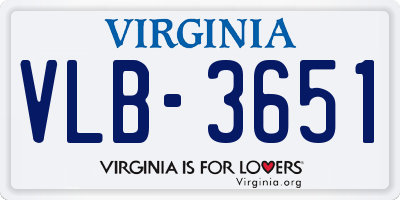 VA license plate VLB3651