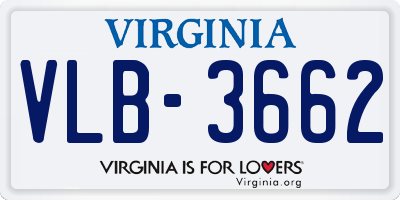 VA license plate VLB3662