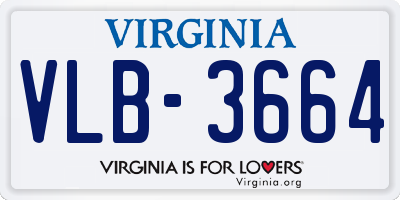 VA license plate VLB3664