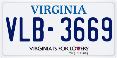 VA license plate VLB3669
