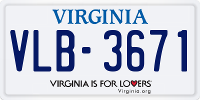 VA license plate VLB3671