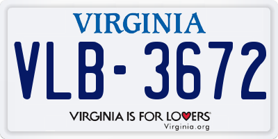 VA license plate VLB3672