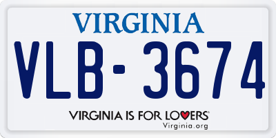 VA license plate VLB3674