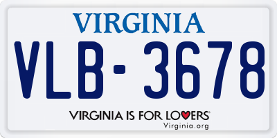 VA license plate VLB3678