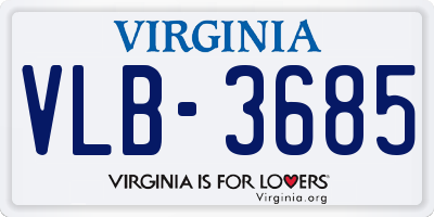 VA license plate VLB3685