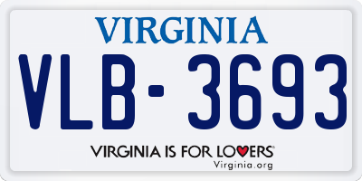 VA license plate VLB3693