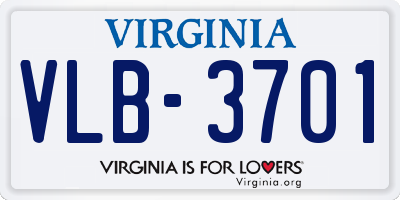 VA license plate VLB3701