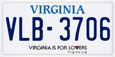 VA license plate VLB3706