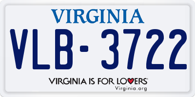 VA license plate VLB3722