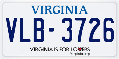 VA license plate VLB3726