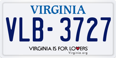 VA license plate VLB3727