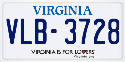 VA license plate VLB3728
