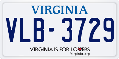 VA license plate VLB3729