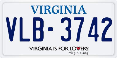 VA license plate VLB3742