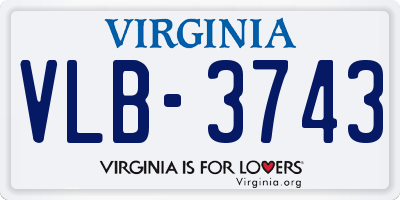 VA license plate VLB3743