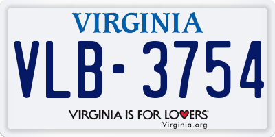 VA license plate VLB3754