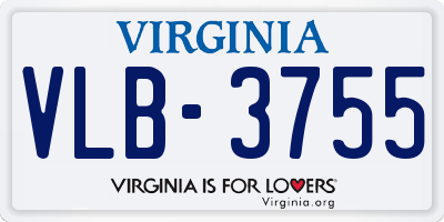 VA license plate VLB3755
