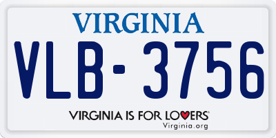 VA license plate VLB3756