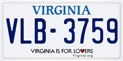 VA license plate VLB3759