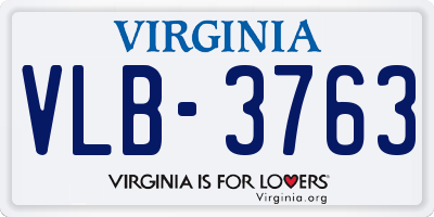 VA license plate VLB3763