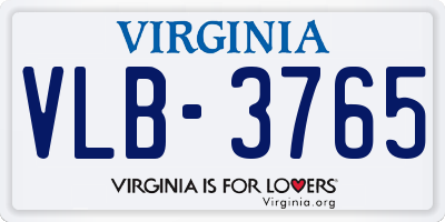 VA license plate VLB3765