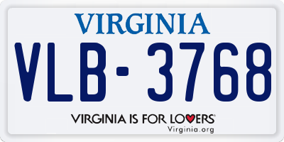 VA license plate VLB3768