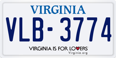 VA license plate VLB3774