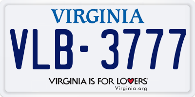 VA license plate VLB3777