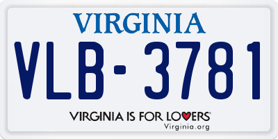VA license plate VLB3781