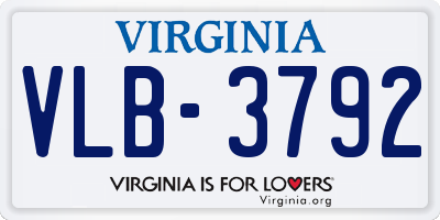 VA license plate VLB3792