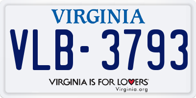 VA license plate VLB3793