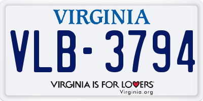 VA license plate VLB3794