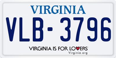 VA license plate VLB3796