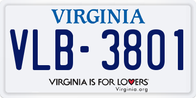 VA license plate VLB3801