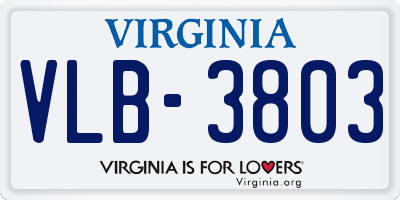 VA license plate VLB3803