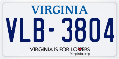 VA license plate VLB3804