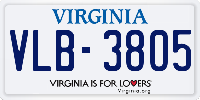 VA license plate VLB3805