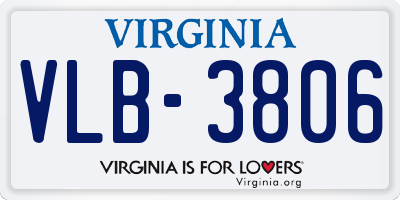 VA license plate VLB3806