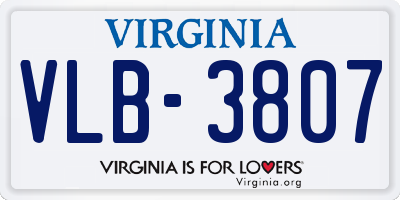 VA license plate VLB3807