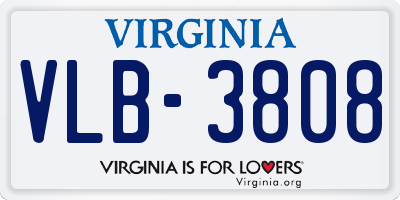 VA license plate VLB3808