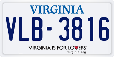 VA license plate VLB3816