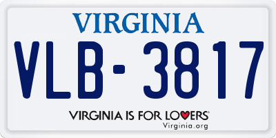 VA license plate VLB3817