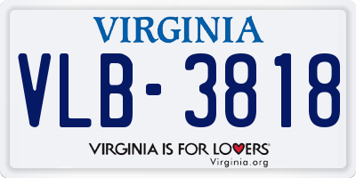VA license plate VLB3818