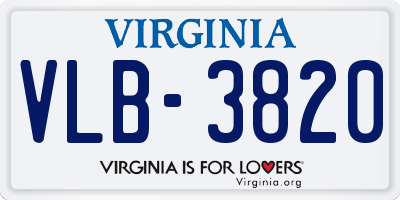 VA license plate VLB3820