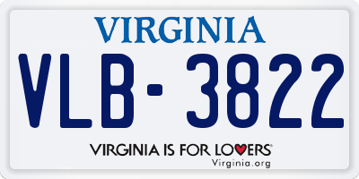 VA license plate VLB3822