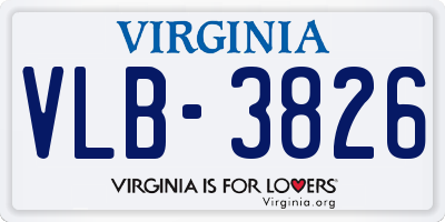 VA license plate VLB3826