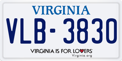 VA license plate VLB3830