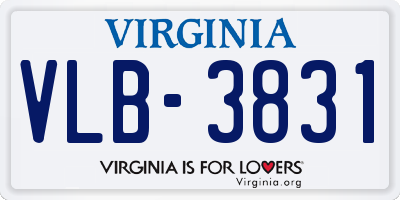 VA license plate VLB3831