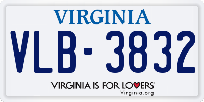 VA license plate VLB3832